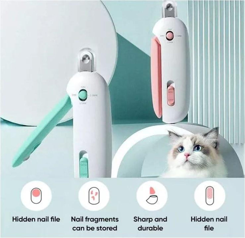 2025 New Cat Nail Clipper, Portable Cat Claw Cutter for Kitten, Adjustable Cat Nail Trimmer with Clipping Debris Storage, Hidden Nail File, round Hole Blade, Ideal for Injury-Free Grooming Tool for Small Pets
