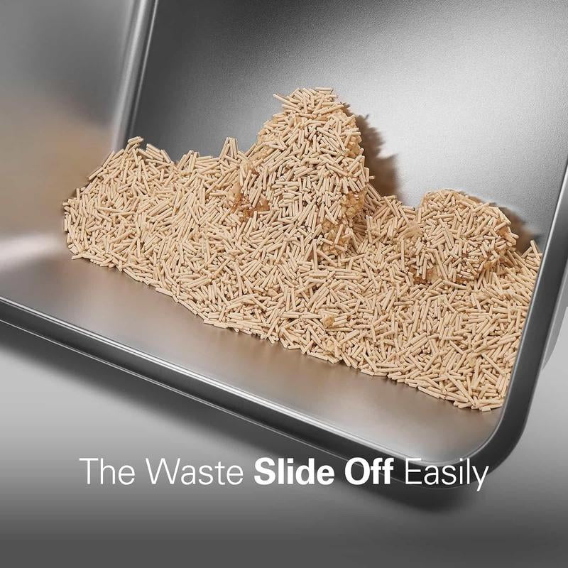 2 Pcs Odor Free Stainless Steel Cat Litter Box with 6“ High Wall Side Easy Clean Long Lasting Durable Modern Cat Toilet Cat Litter Basin Pet Supplies