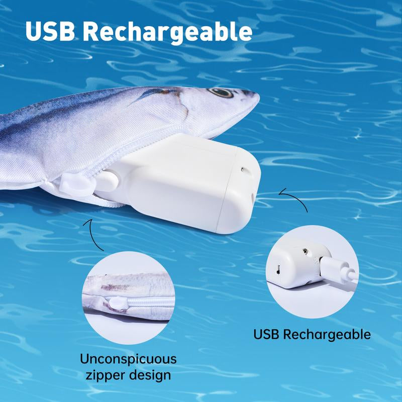 Dealsforyouday, Petgravity Bitesized Realistic Flopping Fish Cat Toys, 3 Pack, Interactive Cat Toys for All Breeds, Tap-Activated 3 Flapping Mode, Sardine/Saury/Yellow Croaker, 7.1 Inches, with Catnip, Rechargeable, Motion Sensor Interaction