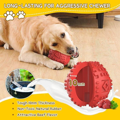 Dog Balls Treat Dispensing Dog Toys, Dog Toys for Aggressive Chewers Large Breed, Nearly Indestructible Squeaky Dog Chew Toys for Large Dogs, Natural Rubber Dog Puzzle Toys