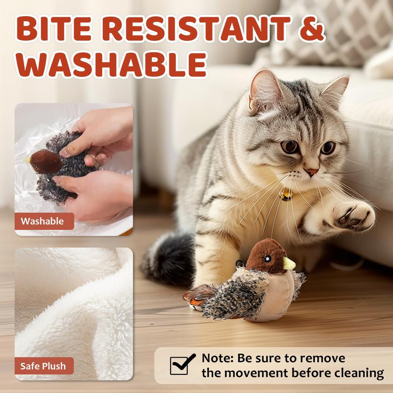 【Tiktokshoprestock】Cat Toys Flapping Bird,Rechargeable Flapping Bird Sparrow Cat Toy–Lifelike Chirp & Tweet, Touch Activated Interactive Kitten Exercise Toy (Flightless)