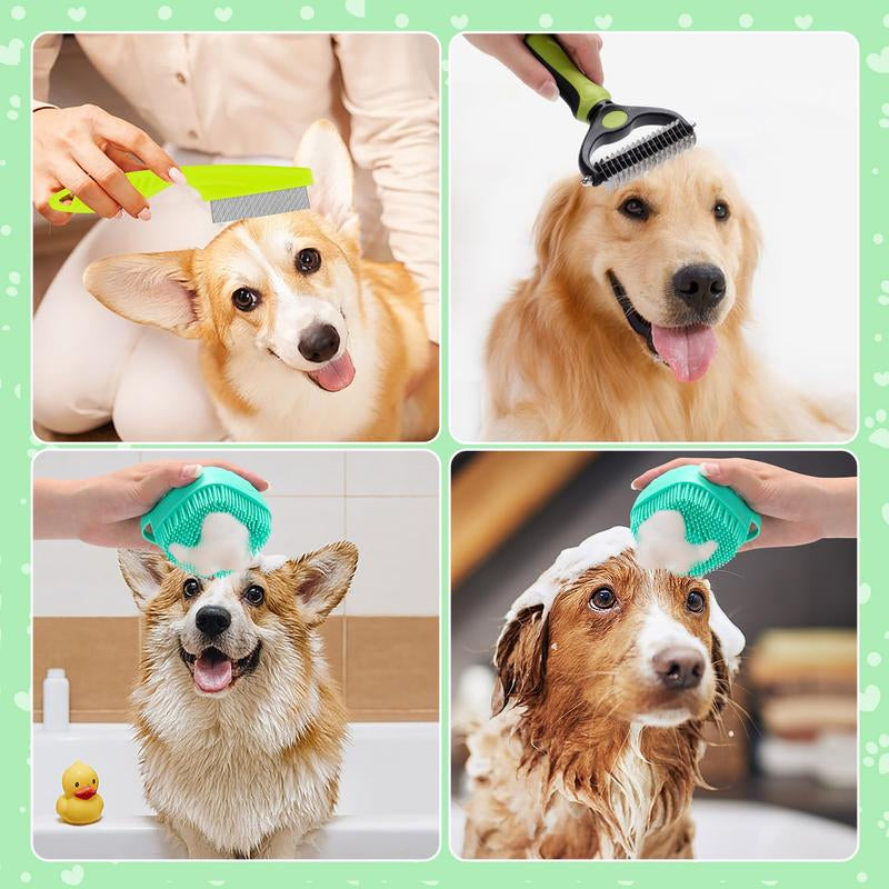 Pet Grooming Brush Set, 8 Counts/Set Pet Hair Removal Comb, Pets Hair Detangling Brush, Pet Hair Removal Tool, Dog & Cat Grooming Supplies, Dog Stuff, Dog Accessories