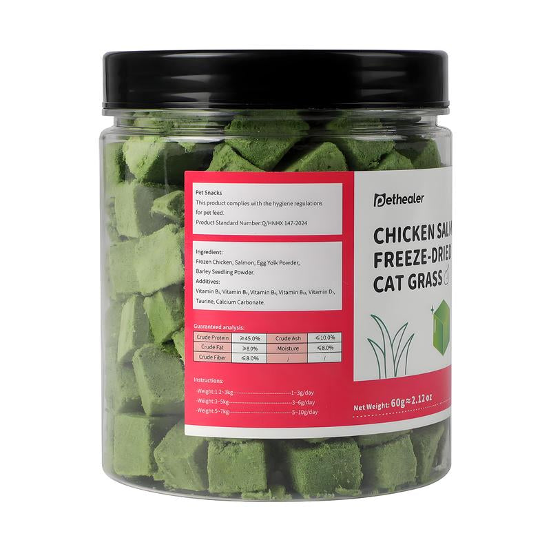 New Packaging Vet-Recommended! Freeze-Dried Cat Grass Treats - Stops Hairballs & Freshens Breath, Grain-Free & No Additives, Perfect for Picky Cats!