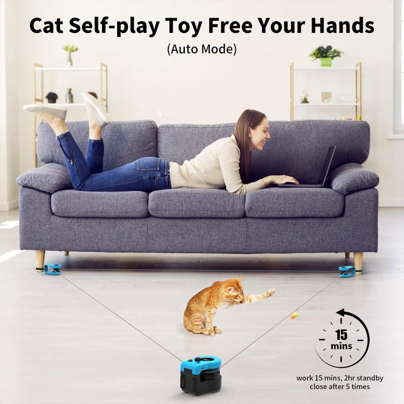 Hands-Free Automatic Cat Teaser – Asfrost Interactive Cat Toys for Indoor Cats, Feather Teaser for Bored Kittens, Remote/Auto Cat Treadmill, DIY String & Moving Mouse Hunting Toys