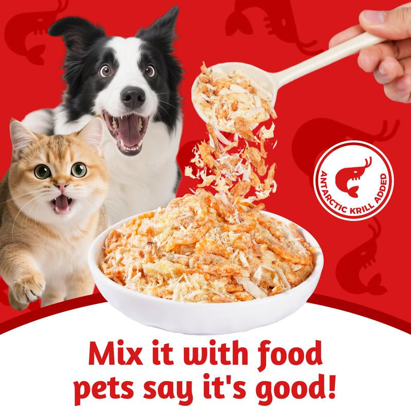 Just Try Freeze-Dried Food Topper for Puppies and Adult Dog & Cat - Made with Real Chicken, Egg Yolk and Antarctic Krill, All Natural, Grain Free - 8 OZ