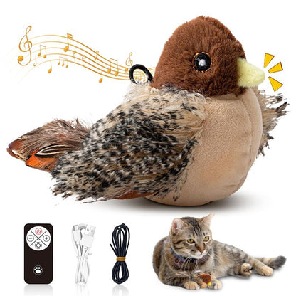 【Tiktokshoprestock】Cat Toys Flapping Bird,Rechargeable Flapping Bird Sparrow Cat Toy–Lifelike Chirp & Tweet, Touch Activated Interactive Kitten Exercise Toy (Flightless)