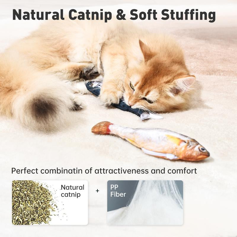 Dealsforyouday, Petgravity Bitesized Realistic Flopping Fish Cat Toys, 3 Pack, Interactive Cat Toys for All Breeds, Tap-Activated 3 Flapping Mode, Sardine/Saury/Yellow Croaker, 7.1 Inches, with Catnip, Rechargeable, Motion Sensor Interaction