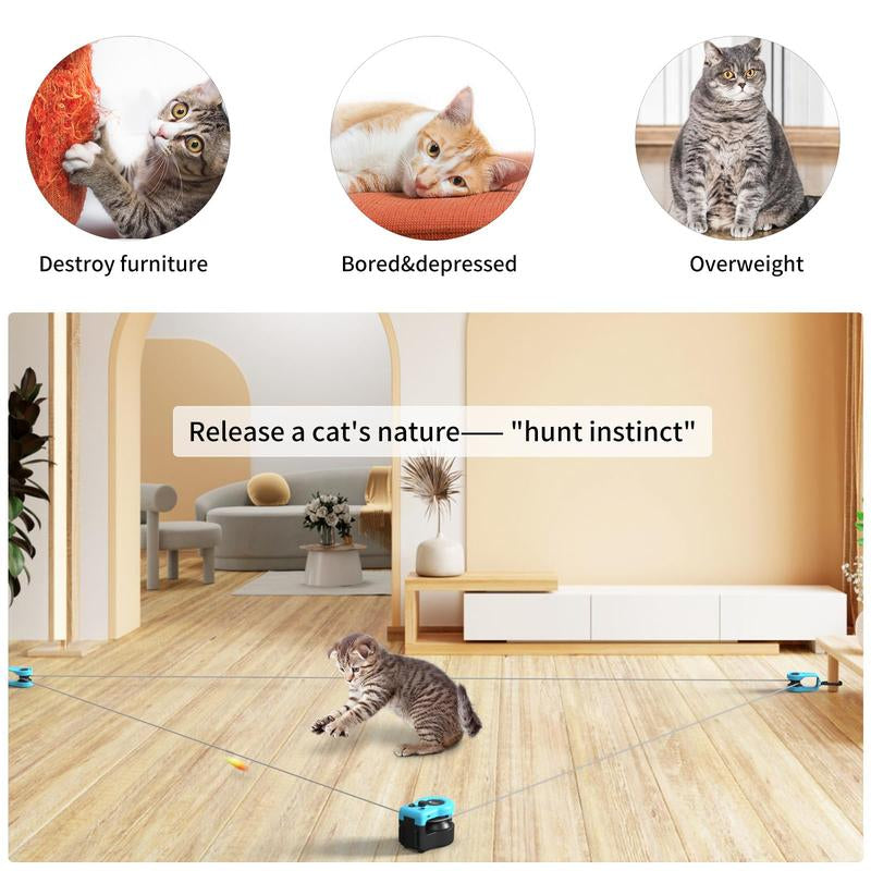 Hands-Free Automatic Cat Teaser – Asfrost Interactive Cat Toys for Indoor Cats, Feather Teaser for Bored Kittens, Remote/Auto Cat Treadmill, DIY String & Moving Mouse Hunting Toys