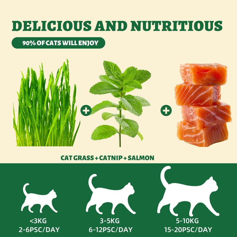 450G/16Oz Cat Grass Treats,Crunchy Cat Treats 9 Packs (50G Each),Natural Cat Grass Sticks &Cat Grass Teeth Cleaning Treats for Cat Training Rewards