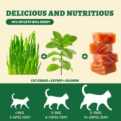 450G/16Oz Cat Grass Treats,Crunchy Cat Treats 9 Packs (50G Each),Natural Cat Grass Sticks &Cat Grass Teeth Cleaning Treats for Cat Training Rewards