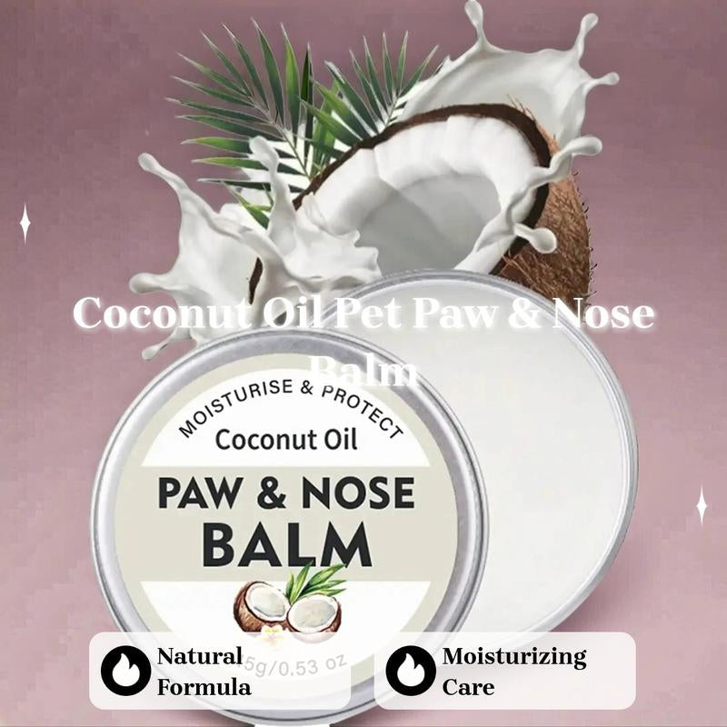 Coconut Oil Pet Paw & Nose Balm, 1 Count Natural Formula Moisturizing Pet Paw & Nose Care Balm, Pet Grooming Supplies, Pet Products, Puppy Essentials