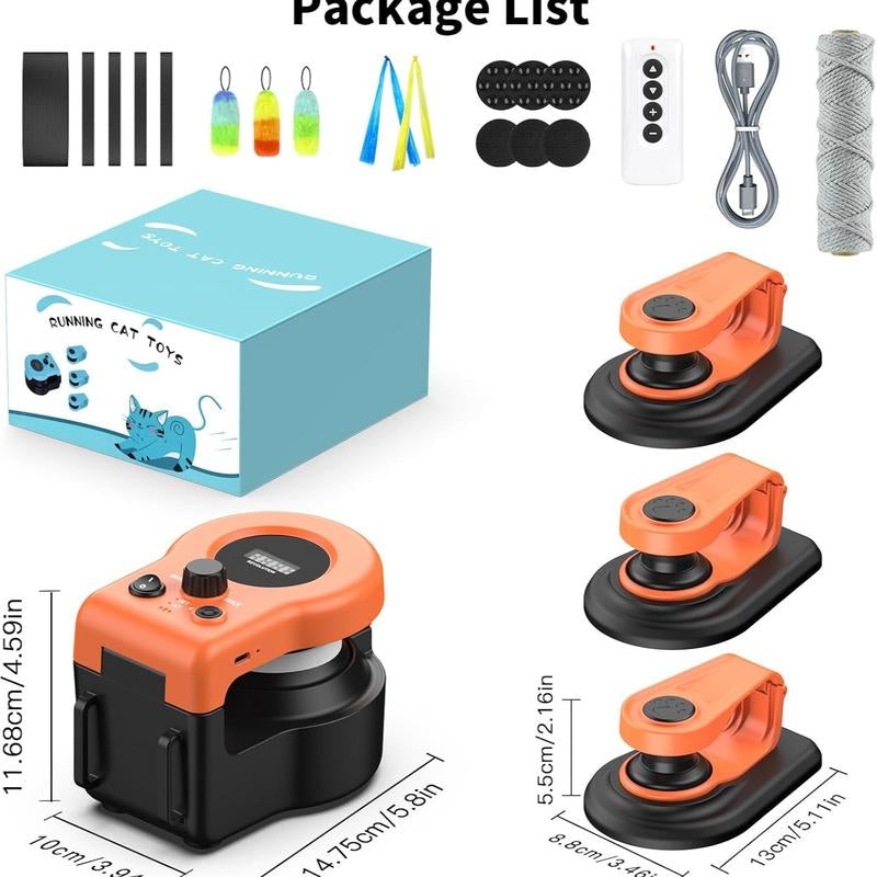 Hands-Free Automatic Cat Teaser – Asfrost Interactive Cat Toys for Indoor Cats, Feather Teaser for Bored Kittens, Remote/Auto Cat Treadmill, DIY String & Moving Mouse Hunting Toys