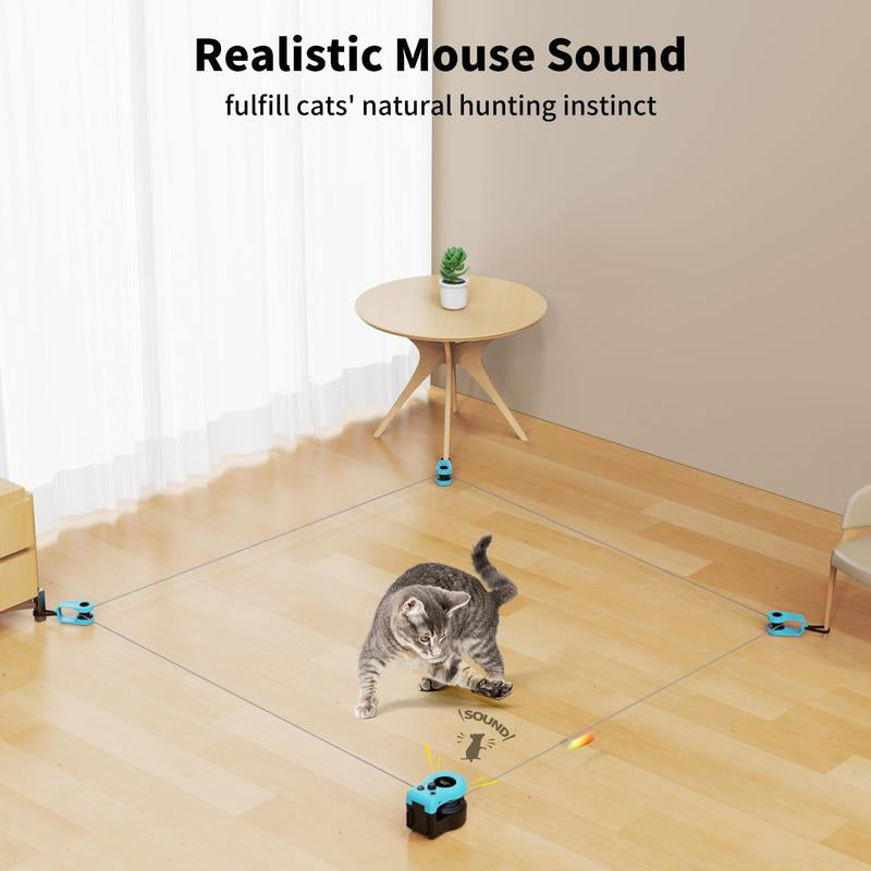 Hands-Free Automatic Cat Teaser – Asfrost Interactive Cat Toys for Indoor Cats, Feather Teaser for Bored Kittens, Remote/Auto Cat Treadmill, DIY String & Moving Mouse Hunting Toys