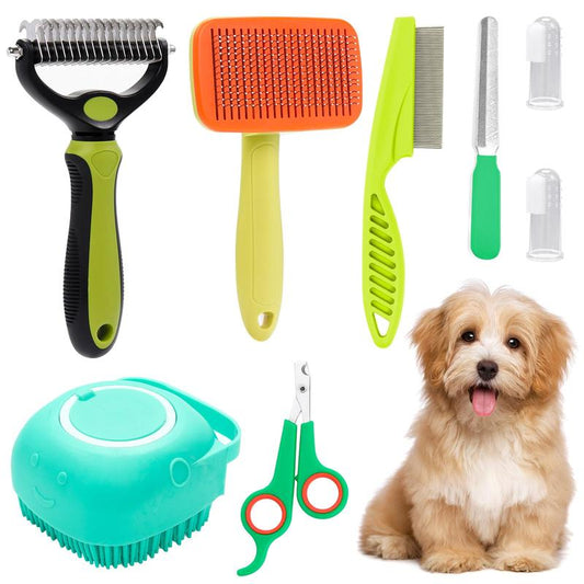 Pet Grooming Brush Set, 8 Counts/Set Pet Hair Removal Comb, Pets Hair Detangling Brush, Pet Hair Removal Tool, Dog & Cat Grooming Supplies, Dog Stuff, Dog Accessories