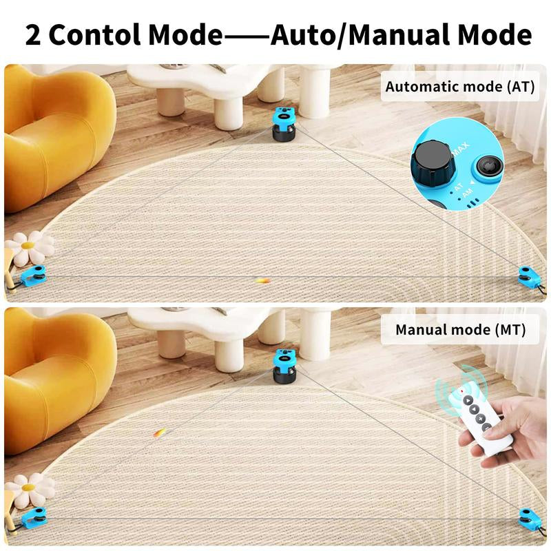 Hands-Free Automatic Cat Teaser – Asfrost Interactive Cat Toys for Indoor Cats, Feather Teaser for Bored Kittens, Remote/Auto Cat Treadmill, DIY String & Moving Mouse Hunting Toys