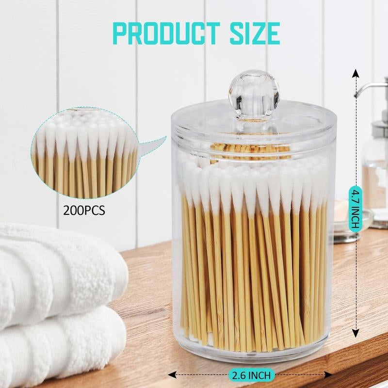 Eco-Friendly Bamboo Cotton Swabs for Cats & Daily Beauty Care – 200 Biodegradable Q Tips with Holder Daily Gentle Dog Ear Extra Large Natural Dog Large Wooden