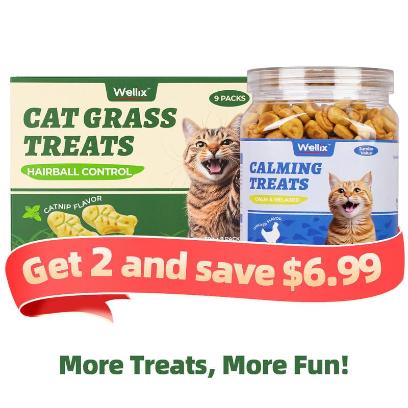 450G/16Oz Cat Grass Treats,Crunchy Cat Treats 9 Packs (50G Each),Natural Cat Grass Sticks &Cat Grass Teeth Cleaning Treats for Cat Training Rewards