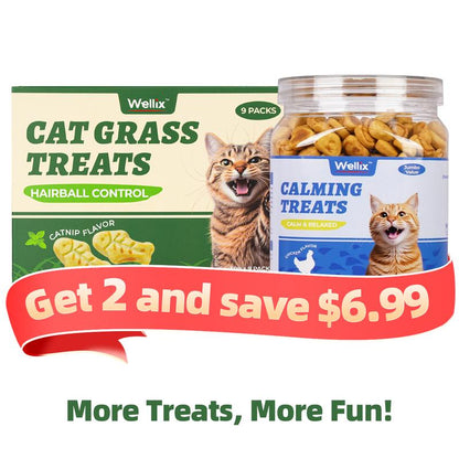 450G/16Oz Cat Grass Treats,Crunchy Cat Treats 9 Packs (50G Each),Natural Cat Grass Sticks &Cat Grass Teeth Cleaning Treats for Cat Training Rewards