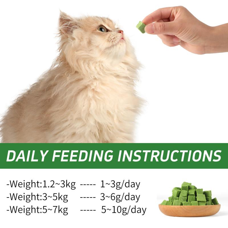 New Packaging Vet-Recommended! Freeze-Dried Cat Grass Treats - Stops Hairballs & Freshens Breath, Grain-Free & No Additives, Perfect for Picky Cats!