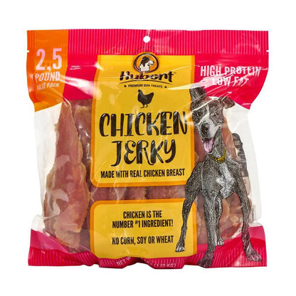 Hubert Pet Gourmet All-Natural Chicken Jerky Dog Treats - 2.5 Lbs Resealable Pack, Grain-Free & Gluten-Free, High Protein Low Fat, Made with Real Chicken Breast, Perfect for Training & Rewards - Chews
