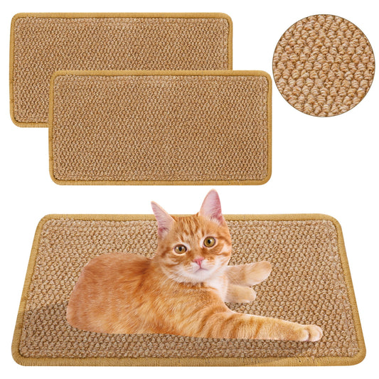 Durable and Adhesive Natural Sisal Mat Cat Scratching Pad with Loop Tape, 2 Count