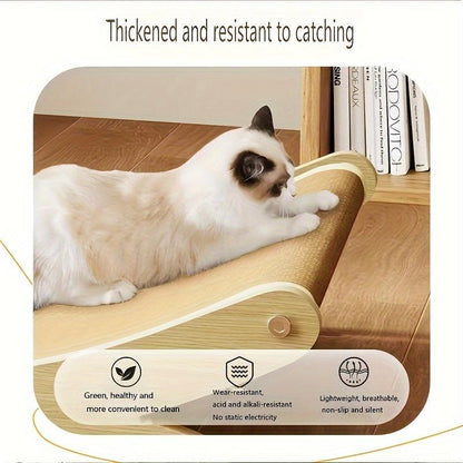 Cat Lounger - Linen with Scratching Surface, Durable Wooden Cat Scratching Post, All Seasons Pet Lounger with Furniture Protection