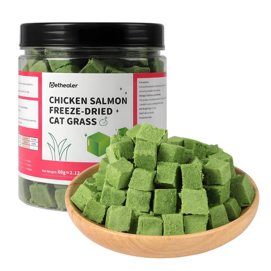 New Packaging Vet-Recommended! Freeze-Dried Cat Grass Treats - Stops Hairballs & Freshens Breath, Grain-Free & No Additives, Perfect for Picky Cats!