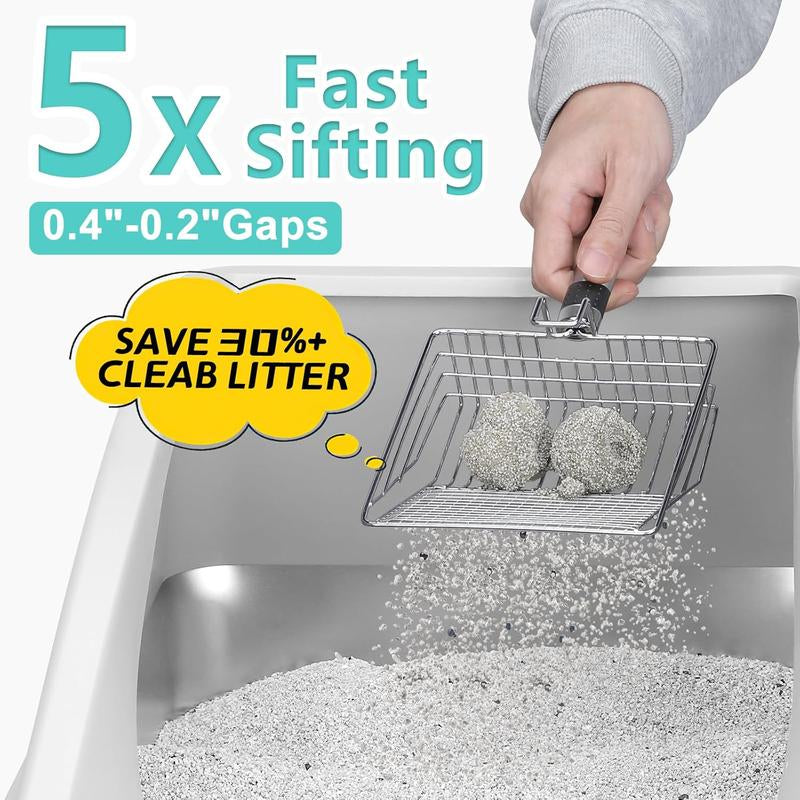 AIPERRO Enclosed Stainless Steel Cat Litter Box with Lid,High Side Cats Toilet Metal Kitten Litter Pan, Pet Cleaning Tool for Big and Small Cats, Rabbits, Splash-Proof and Non-Stick Anti-Urine Leakage Cat Poop Box Odorless, Outdoorfun