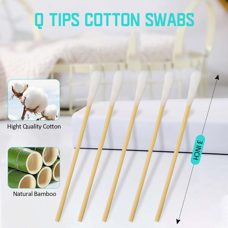 Eco-Friendly Bamboo Cotton Swabs for Cats & Daily Beauty Care – 200 Biodegradable Q Tips with Holder Daily Gentle Dog Ear Extra Large Natural Dog Large Wooden