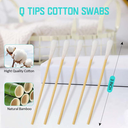 Eco-Friendly Bamboo Cotton Swabs for Cats & Daily Beauty Care – 200 Biodegradable Q Tips with Holder Daily Gentle Dog Ear Extra Large Natural Dog Large Wooden
