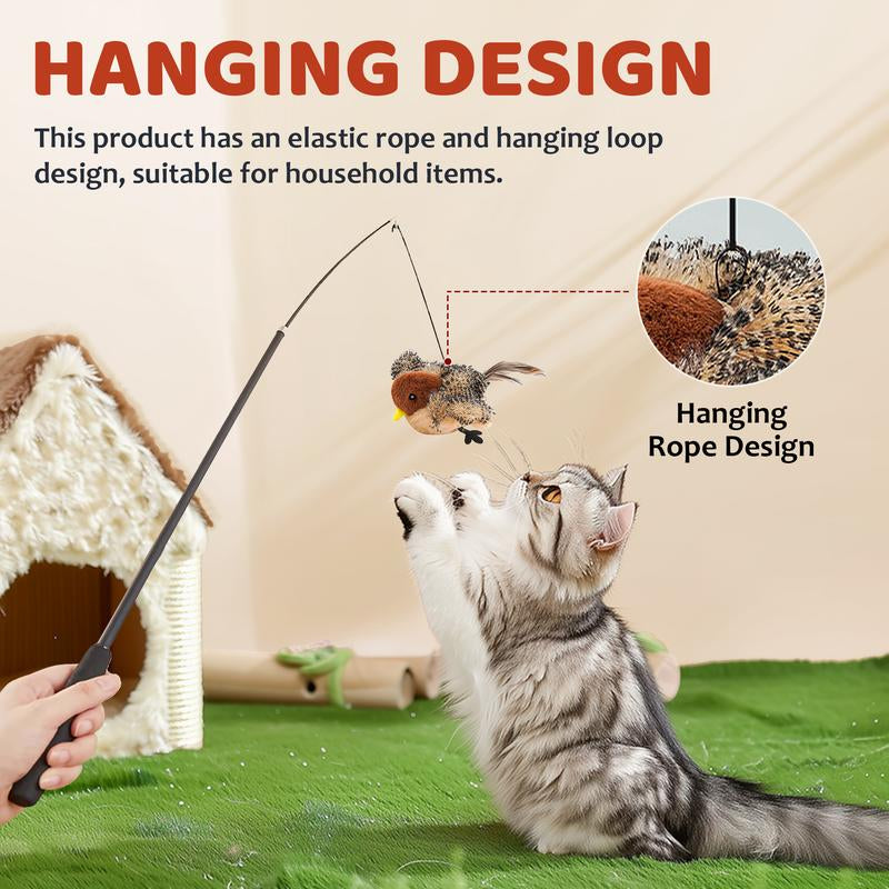 【Tiktokshoprestock】Cat Toys Flapping Bird,Rechargeable Flapping Bird Sparrow Cat Toy–Lifelike Chirp & Tweet, Touch Activated Interactive Kitten Exercise Toy (Flightless)