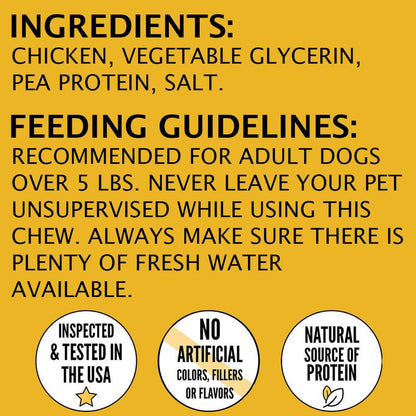 Hubert Pet Gourmet All-Natural Chicken Jerky Dog Treats - 2.5 Lbs Resealable Pack, Grain-Free & Gluten-Free, High Protein Low Fat, Made with Real Chicken Breast, Perfect for Training & Rewards - Chews