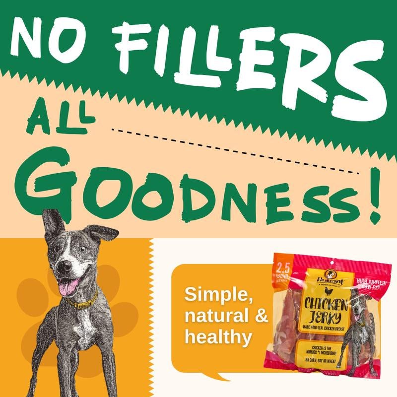 Hubert Pet Gourmet All-Natural Chicken Jerky Dog Treats - 2.5 Lbs Resealable Pack, Grain-Free & Gluten-Free, High Protein Low Fat, Made with Real Chicken Breast, Perfect for Training & Rewards - Chews