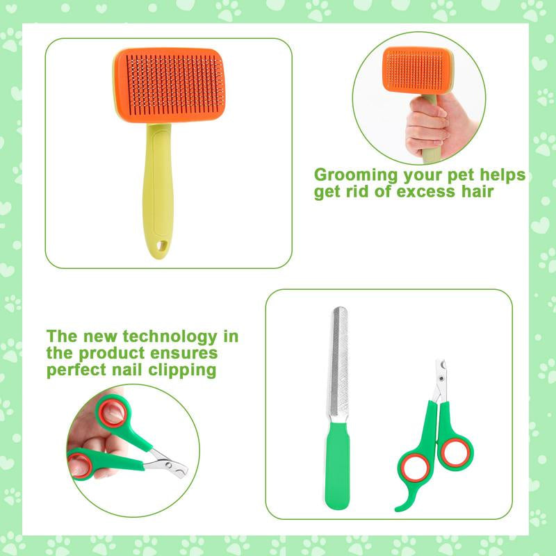 Pet Grooming Brush Set, 8 Counts/Set Pet Hair Removal Comb, Pets Hair Detangling Brush, Pet Hair Removal Tool, Dog & Cat Grooming Supplies, Dog Stuff, Dog Accessories