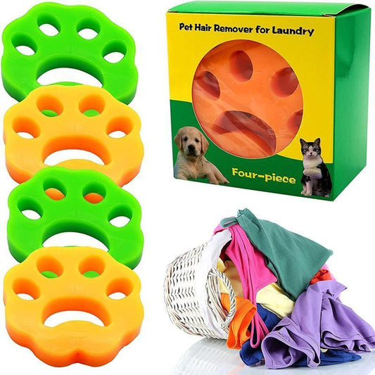 Pet Hair Remover for Washing Machine, 4 Counts/Box Double-Sided Washable Silicone Pet Hair Remover, Pet Laundry Products, Pet Hair Cleaning Tool, Dog & Cat Grooming Supplies