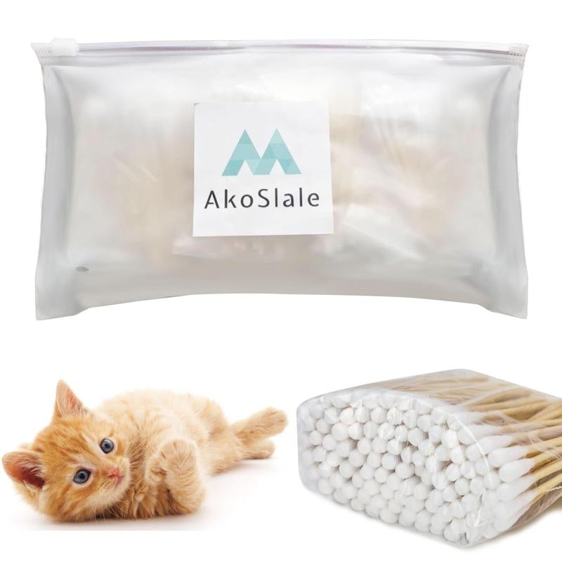 Eco-Friendly Bamboo Cotton Swabs for Cats & Daily Beauty Care – 200 Biodegradable Q Tips with Holder Daily Gentle Dog Ear Extra Large Natural Dog Large Wooden