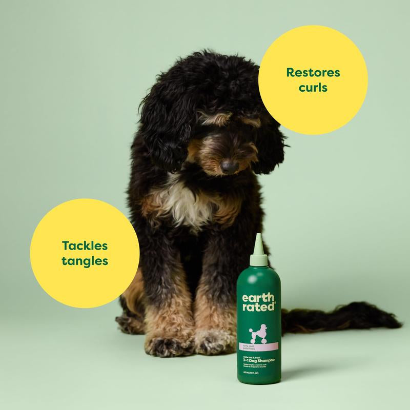 Earth Rated 3-In-1 Curly & Wavy Coated Dog & Puppy Shampoo, Conditioner & Deodorizer - 16 Oz - Formulated to Tackle Tangles & Restore Curls