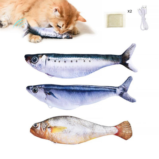 Dealsforyouday, Petgravity Bitesized Realistic Flopping Fish Cat Toys, 3 Pack, Interactive Cat Toys for All Breeds, Tap-Activated 3 Flapping Mode, Sardine/Saury/Yellow Croaker, 7.1 Inches, with Catnip, Rechargeable, Motion Sensor Interaction