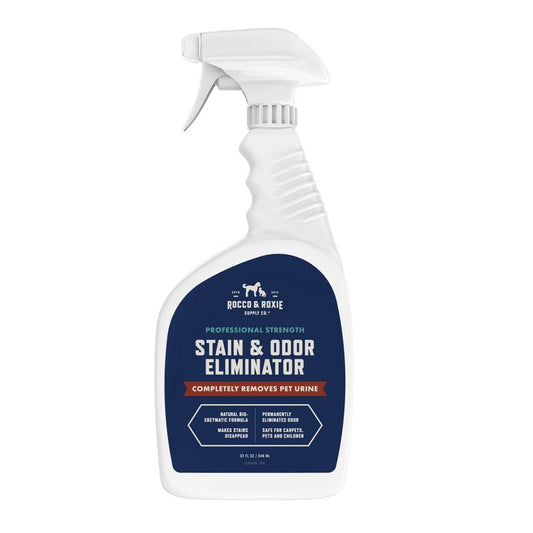 Rocco & Roxie Stain & Odor Eliminator for Strong Odor, 32Oz Enzyme Pet Odor Eliminator for Home Cleaning, Carpet Stain Remover for Cats & Dog Pee, Enzymatic Cat Urine Destroyer, Carpet Cleaner Spray Removal Litter