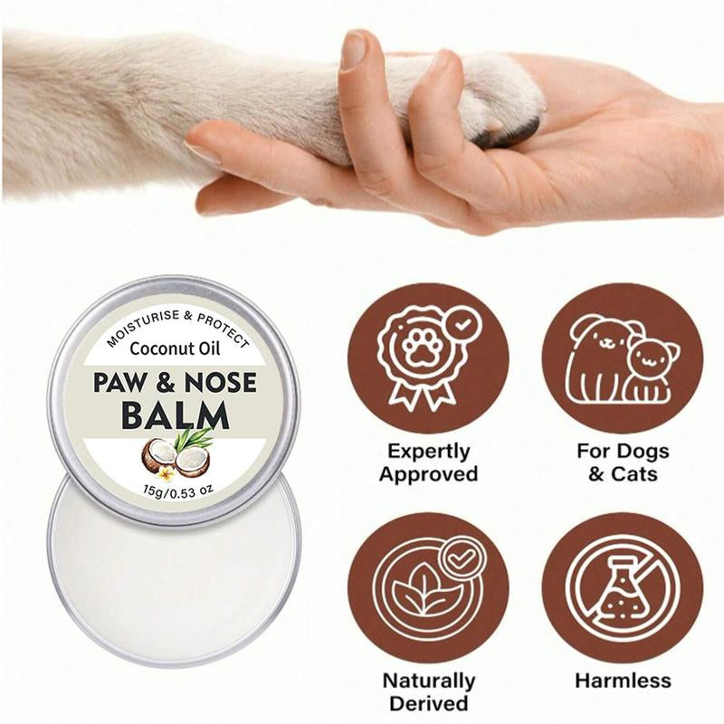 Coconut Oil Pet Paw & Nose Balm, 1 Count Natural Formula Moisturizing Pet Paw & Nose Care Balm, Pet Grooming Supplies, Pet Products, Puppy Essentials