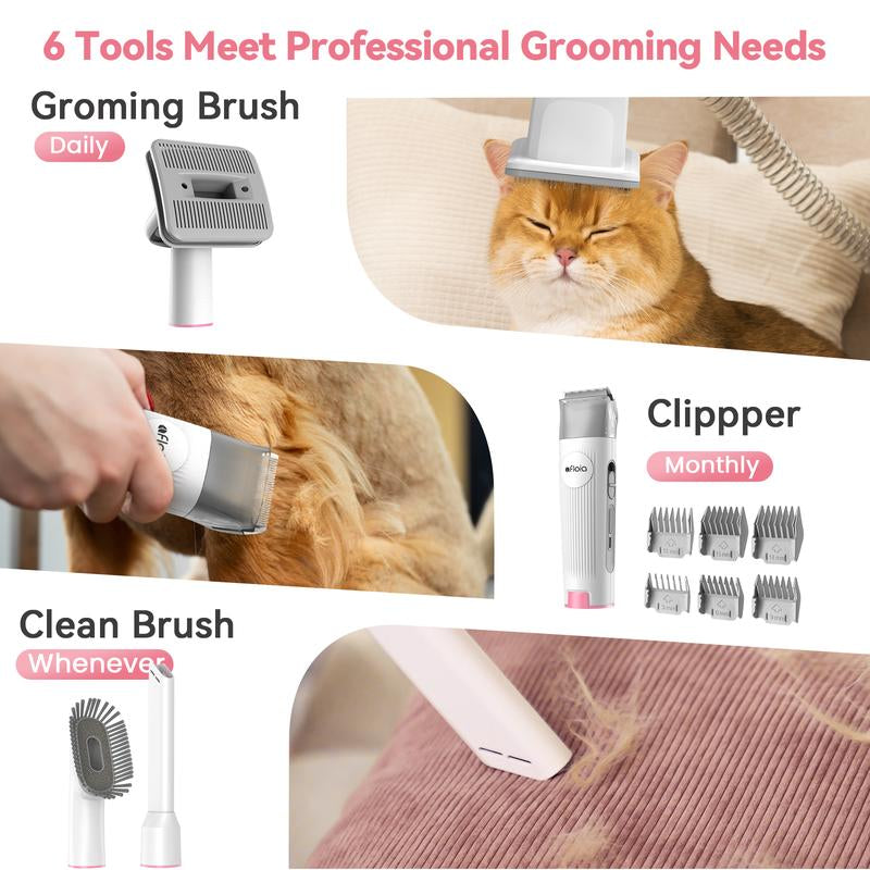 Afloia Dog Grooming Kit, Pet Grooming Vacuum & Dog Clippers Nail Trimmer Grinder & Dog Brush for Shedding with 7 Pet Grooming Tools, Low Noise Dog Hair Remover Pet Grooming Supplies