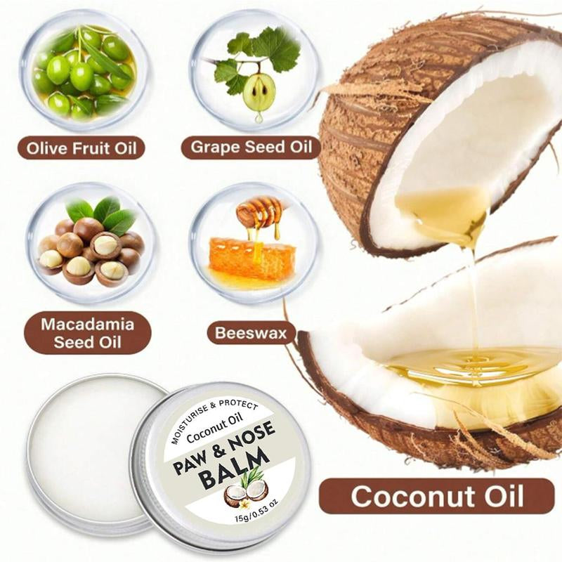 Coconut Oil Pet Paw & Nose Balm, 1 Count Natural Formula Moisturizing Pet Paw & Nose Care Balm, Pet Grooming Supplies, Pet Products, Puppy Essentials