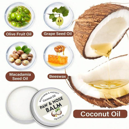 Coconut Oil Pet Paw & Nose Balm, 1 Count Natural Formula Moisturizing Pet Paw & Nose Care Balm, Pet Grooming Supplies, Pet Products, Puppy Essentials