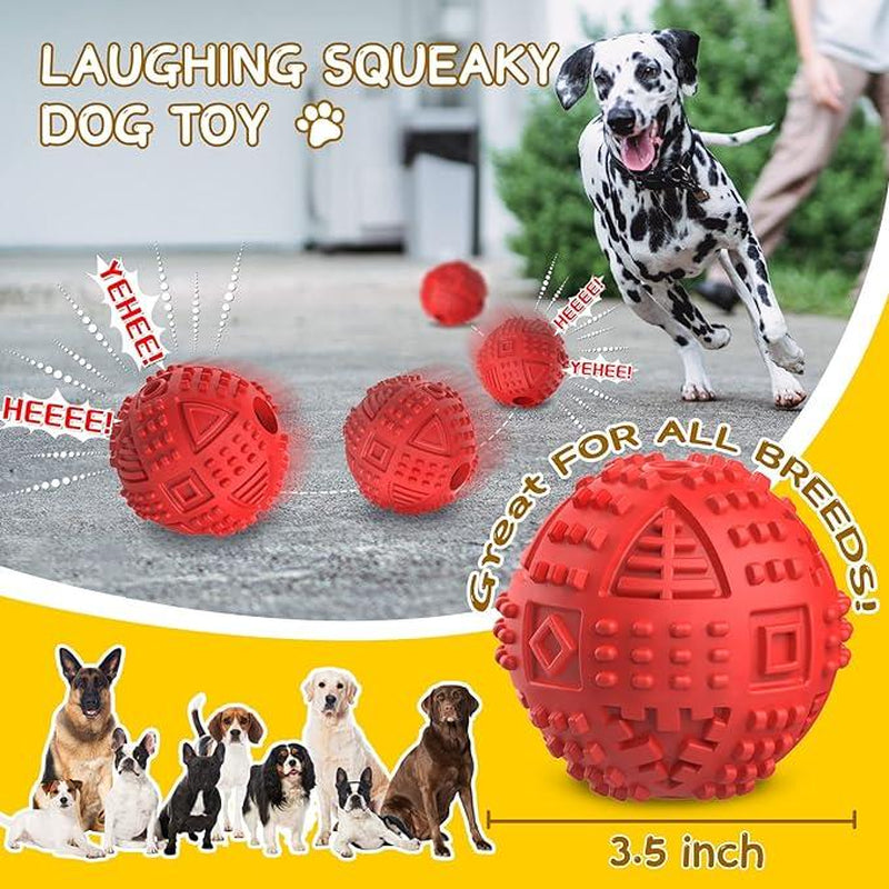 Dog Balls Treat Dispensing Dog Toys, Dog Toys for Aggressive Chewers Large Breed, Nearly Indestructible Squeaky Dog Chew Toys for Large Dogs, Natural Rubber Dog Puzzle Toys