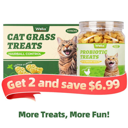 450G/16Oz Cat Grass Treats,Crunchy Cat Treats 9 Packs (50G Each),Natural Cat Grass Sticks &Cat Grass Teeth Cleaning Treats for Cat Training Rewards
