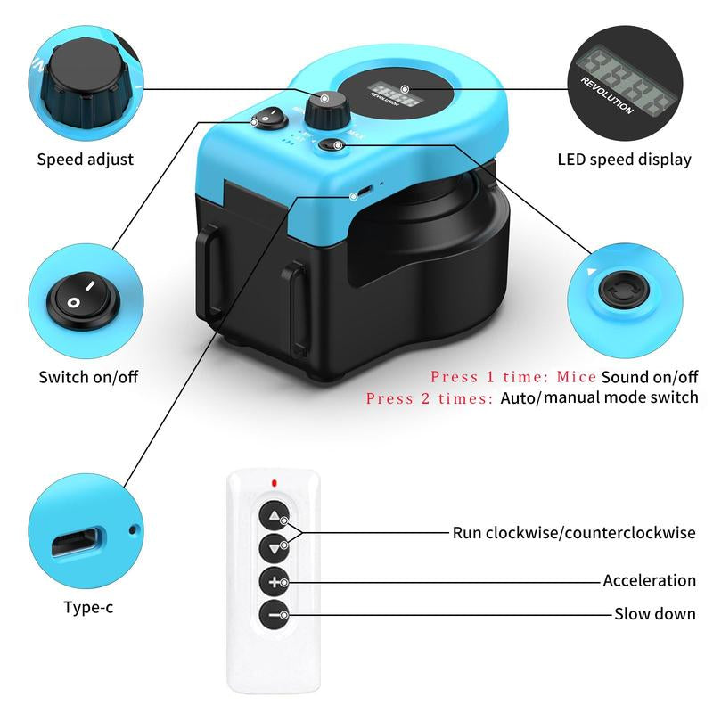 Hands-Free Automatic Cat Teaser – Asfrost Interactive Cat Toys for Indoor Cats, Feather Teaser for Bored Kittens, Remote/Auto Cat Treadmill, DIY String & Moving Mouse Hunting Toys