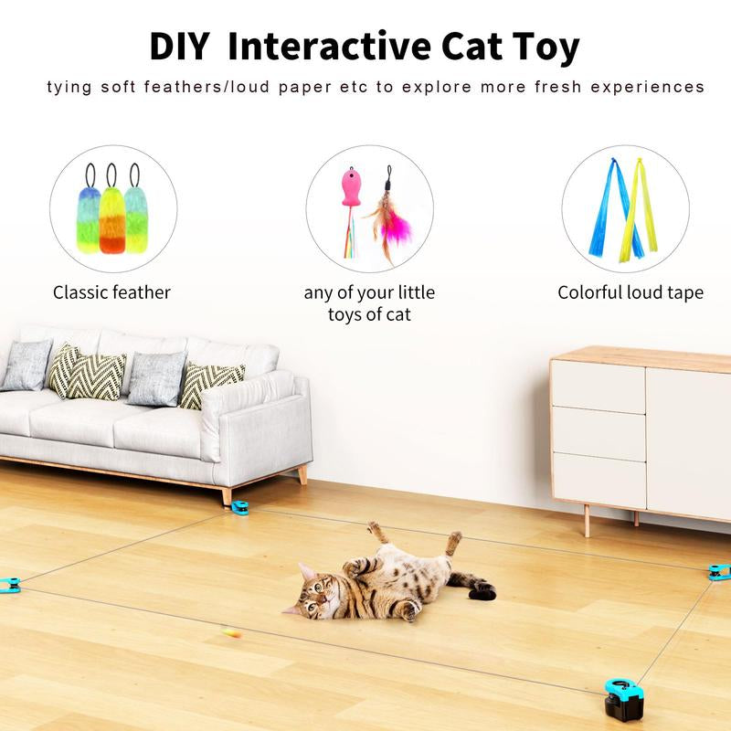 Hands-Free Automatic Cat Teaser – Asfrost Interactive Cat Toys for Indoor Cats, Feather Teaser for Bored Kittens, Remote/Auto Cat Treadmill, DIY String & Moving Mouse Hunting Toys