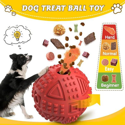 Dog Balls Treat Dispensing Dog Toys, Dog Toys for Aggressive Chewers Large Breed, Nearly Indestructible Squeaky Dog Chew Toys for Large Dogs, Natural Rubber Dog Puzzle Toys