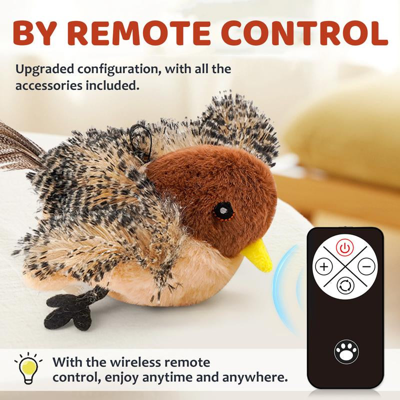 【Tiktokshoprestock】Cat Toys Flapping Bird,Rechargeable Flapping Bird Sparrow Cat Toy–Lifelike Chirp & Tweet, Touch Activated Interactive Kitten Exercise Toy (Flightless)